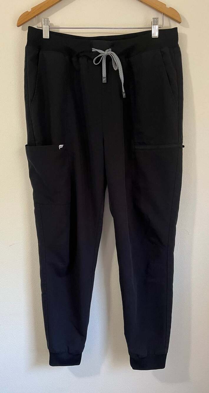 Fabletics L Black Cargo Jogger Pants Drawstring Waist Athleisure Utility Casual